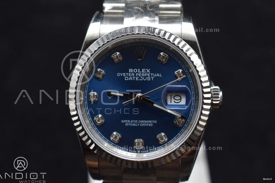 1:1 Edition 904L Dial Oyster Best DIWF 36 SA3235 on DateJust Diamonds Bracelet Blue Steel 0203